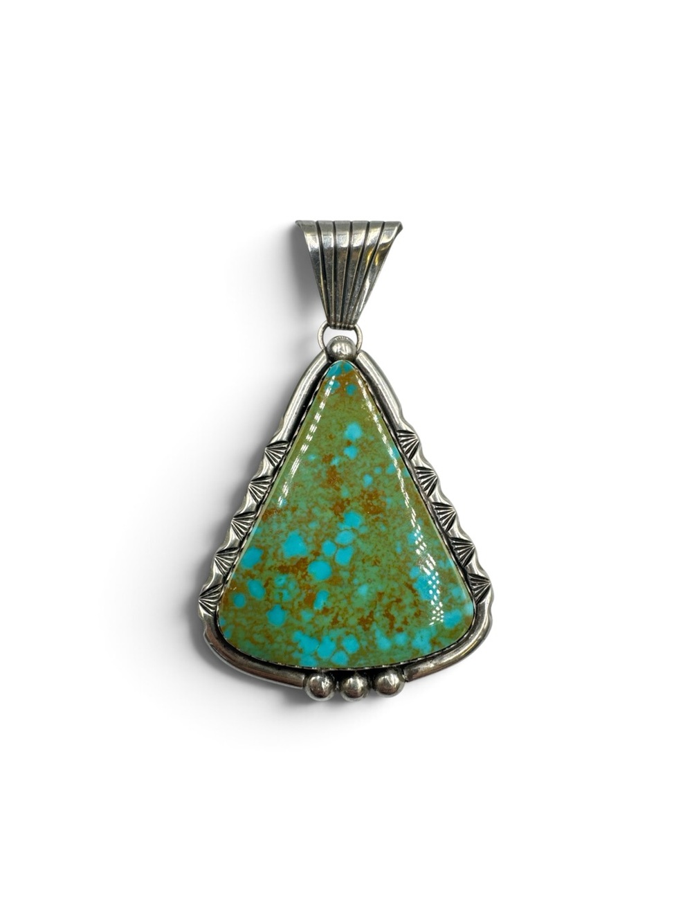Vintage Navajo Sterling McGuinness Turquoise Pendant Attributed Davey Morgan